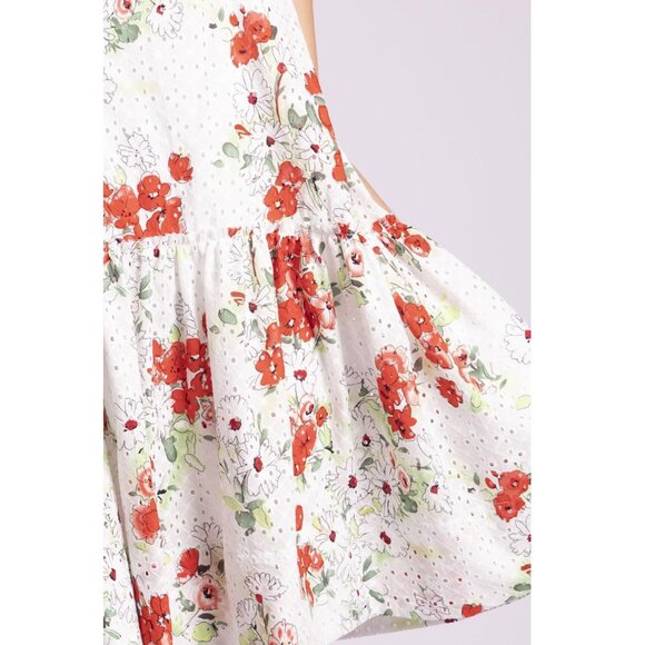 Eva Franco Anthropologie Cotton Eyelet  Floral Summer Midi Dress - Picture 2 of 4
